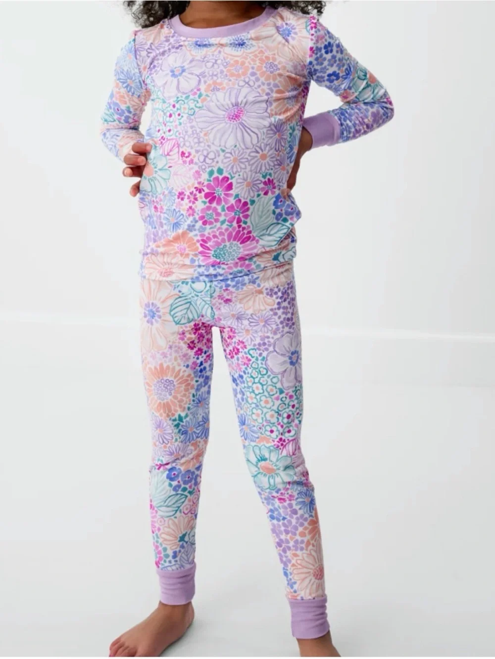 Doodle Blooms Two-Piece Long Sleeve & Pants Pajama Set NWT